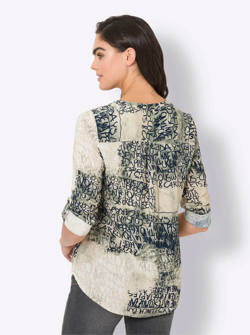 heine Druckbluse oliv-sand-bedruckt, Oliv-sand-bedruckt, – Produktbild 2 von 2