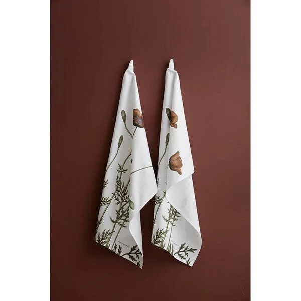 Koustrup Koustrup Blumenmotiv-Geschirrtücher aus 100% Bio-Baumwolle, 48 x 70 cm, Poppy, – Produktbild 3 von 3