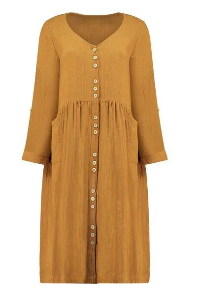 TIRALAHILACHA TIRALAHILACHA Siara V-neckline dress, Gelb, – Produktbild 3 von 4