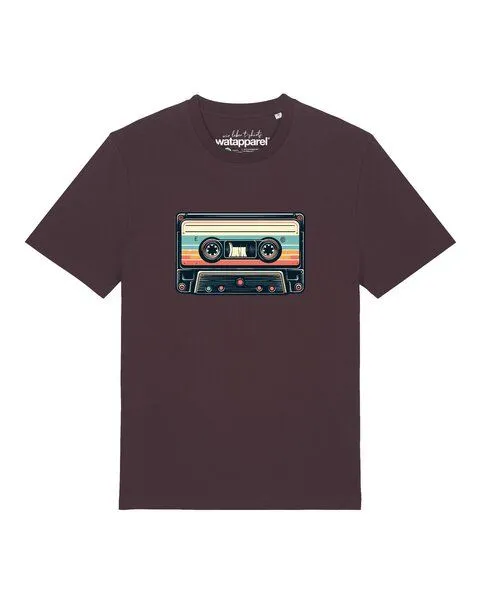 watapparel watapparel T-Shirt Unisex Retro Kassette, Red brown, – Produktbild 1 von 2