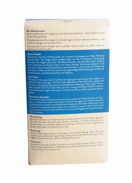 El Puente El Puente Brauner Bio-Vollrohrzucker unraffiniert feinkörnig | Fair Trade | Bio-zertifiziert | Vegan | Glutenfrei, Mehrfarbig, – Produktbild 1 von 3