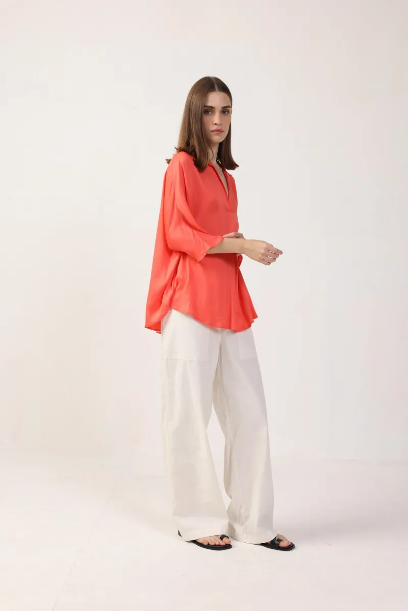 Neu Nomads Neu Nomads Damen vegan Bluse Jasmin Melone, Dunkelorange, – Produktbild 1 von 2