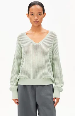 ARMEDANGELS ARMEDANGELS Damen vegan Strickpullover Leinenmischung Foam Grün – Produktbild 1 von 1
