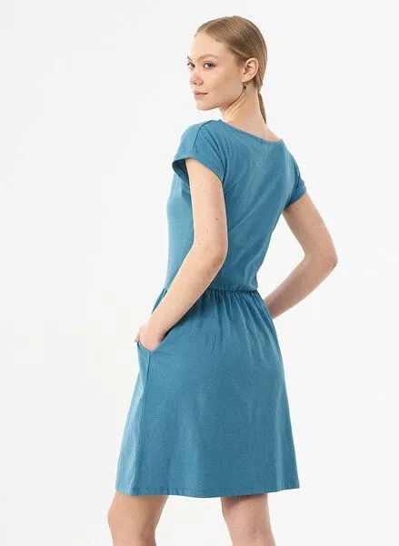 ORGANICATION ORGANICATION Slub-Jersey-Kleid aus Bio-Baumwolle, Petrol blue, – Produktbild 4 von 4