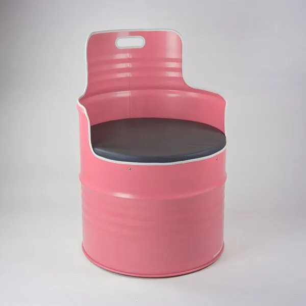 Lockengelöt Lockengelöt Sessel (2) aus einem Hamburger Ölfass, Altrosa (gepulvert), – Produktbild 1 von 1