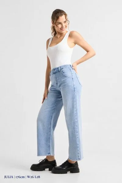 DAWN Damen Jeans BLINK High Waist Wide DAWN Bio-Baumwolle, Light blue, – Produktbild 3 von 5