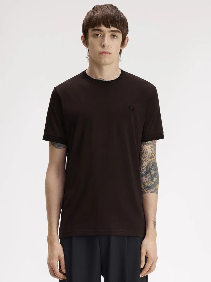 Fred Perry Fred Perry Twin Tipped T-Shirt Braun 86C - Größe M, Braun, – Produktbild 5 von 5