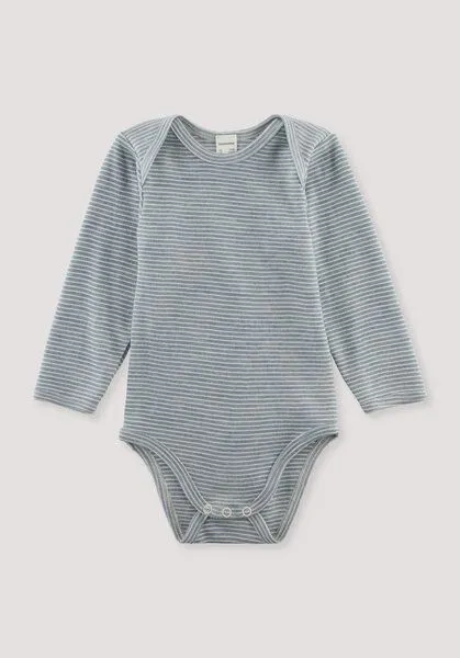 hessnatur hessnatur Langarm Body aus Bio-Merinowolle mit Seide, Stahlblau, – Produktbild 1 von 3