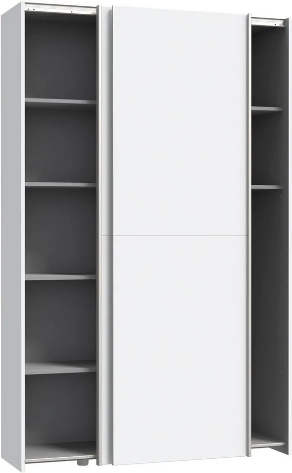 FORTE Wäscheschrank Ozzula, Mehrzweckschrank, Schwebetürenschrank, Garderobenschrank (B/H/T ca. 120/190,5/42cm, 2 Türen, 6 Einlegeböden) FSC® zertifiziert, variable Inneinteilung, 42cm tief, Made in Europe, Weiß, – Produktbild 4 von 5