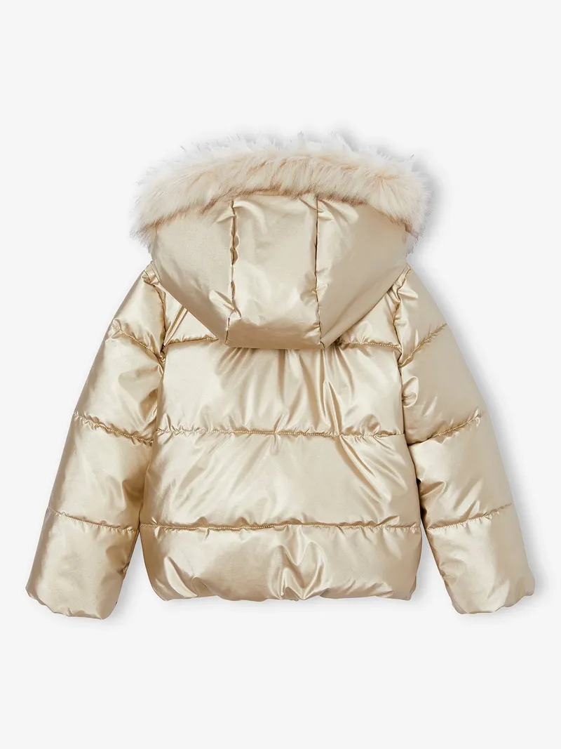 Vertbaudet Mädchen Steppjacke mit Kapuze und Fleecefutter, Gold, – Produktbild 3 von 4