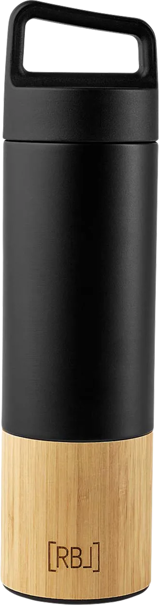 Rebel Outdoor Rebel Outdoor Isolierflasche mit Teesieb 530 ml bambus schwarz, Schwarz, – Produktbild 2 von 2