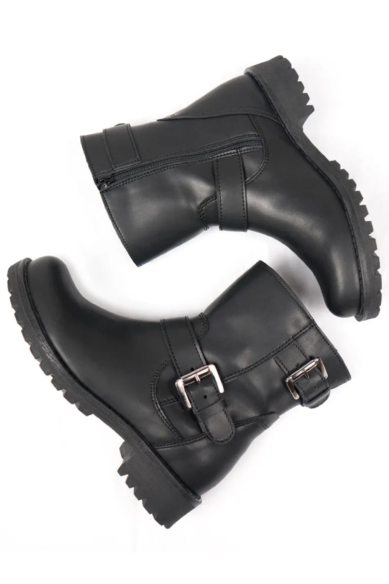 Will's Vegan Store Will's Vegan Store Damen vegan Bikerstiefel Schwarz, Schwarz, – Produktbild 1 von 2