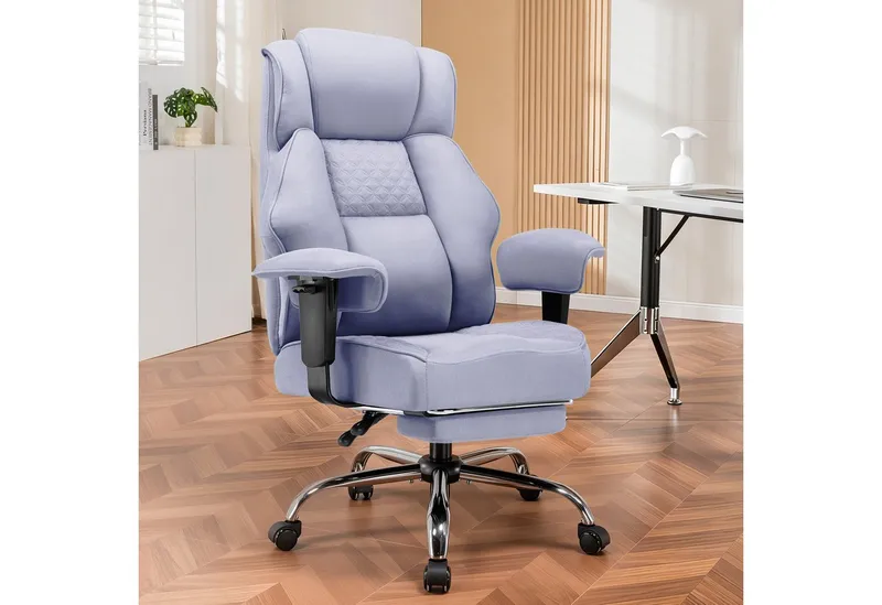 GTPLAYER Gaming-Stuhl für Große und Schwere Personen, ergonomischer Bürostuhl bis 150 kg, 3D Sitzkissen, verstellbar mit Fußstütze für Büro & Gaming, Lila, – Produktbild 4 von 5