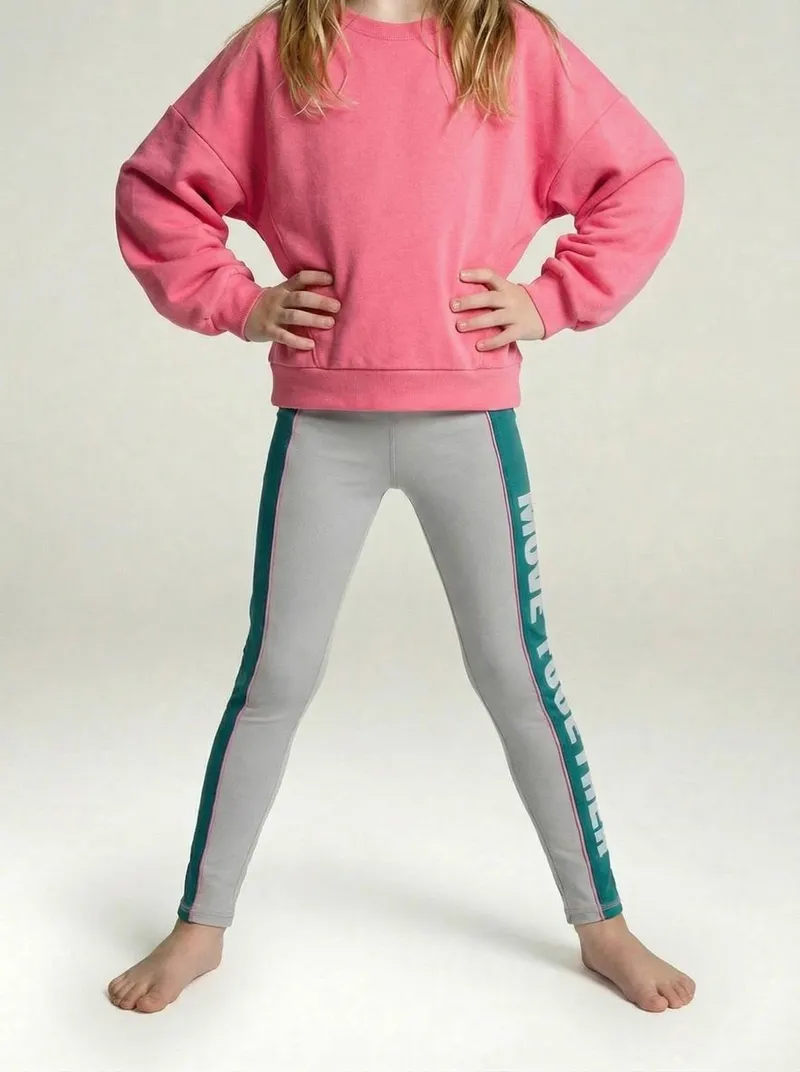 Vertbaudet Set aus Sweatshirt und Leggings für Mädchen, Grau meliert, – Produktbild 1 von 4