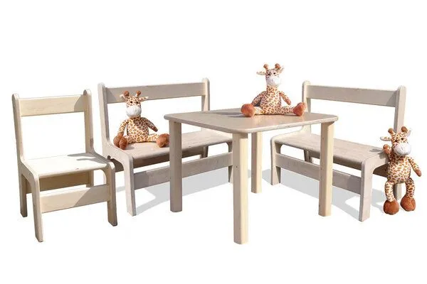 Die Schreiner Christoph Siegel Die Schreiner Christoph Siegel Kindersitzgruppe - Tisch, 2 Bänke und 1 Stuhl – Produktbild 4 von 6