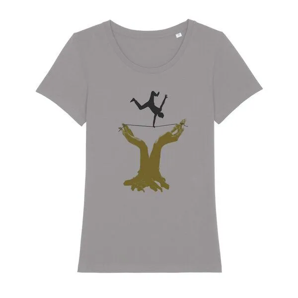 Spangeltangel Spangeltangel T-Shirt "Slackline", Sport, Hobby, bedruckt, Siebdruck, für Frauen, Grau, – Produktbild 1 von 3