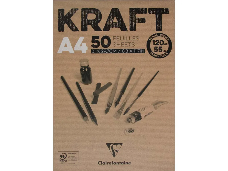 Clairefontaine Clairfontaine Zeichenblock "KRAFT Vergé", DIN A4, 50 Blatt – Produktbild 1 von 1