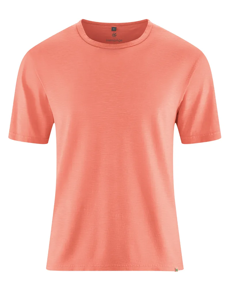 HempAge Hempage Herren vegan T-Shirt Aus Slub Jersey In Pfirsich, Pfirsich, – Produktbild 1 von 2