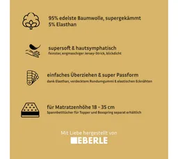 bellana Spannbettlaken bellana deluxe mit Elasthan, Jersey 230 g/m², Premium-Qualität, Jersey-Elasthan, Gummizug: rundum, (1 Stück), mit 5% Elasthan, für Matratzen bis 35cm Höhe, bügelfrei, faltenfrei – Produktbild 1 von 1