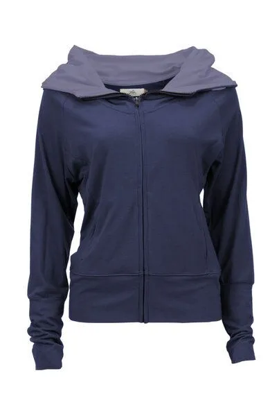 Jaya Jaya DEVI - Damen - Jacke mit Kapuze für Yoga und Freizeit, Nighblue/blau, – Produktbild 2 von 3