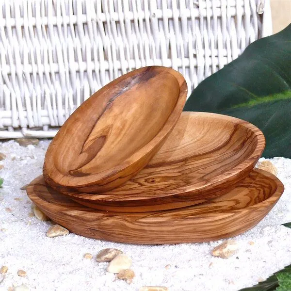 Olivenholz erleben Olivenholz erleben Schälchen oval im 3er Set (klein, mittel, groß) aus Olivenholz – Produktbild 3 von 3