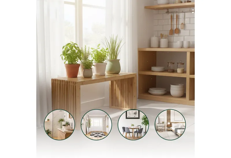 RELAXDAYS RELAXDAYS Sitzbank Minimalistische Sitzbank aus Bambus (1-St), Braun, – Produktbild 3 von 5