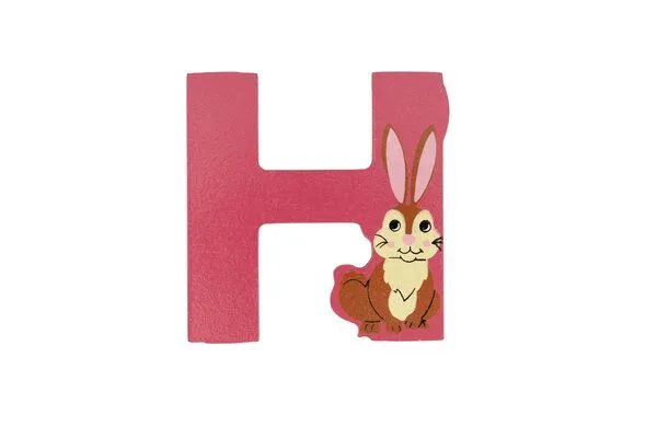 El Puente El Puente Holzbuchstabe H "Hase" | Fair Trade & Handmade aus Sri Lanka, Rosa, – Produktbild 1 von 1