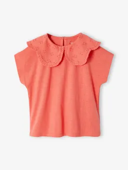 Vertbaudet Mädchen T-Shirt mit besticktem Kragen – Produktbild 1 von 1