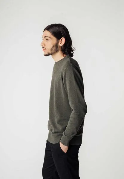 MELA MELA Feinstrick Pullover Style HIMAL aus 100% Bio-Baumwolle, Grün melange, – Produktbild 2 von 4