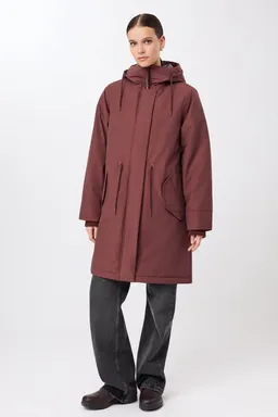 LangerChen LangerChen Damen vegan Parka Lockere Passform Wattiert Burgunderrot – Produktbild 1 von 1