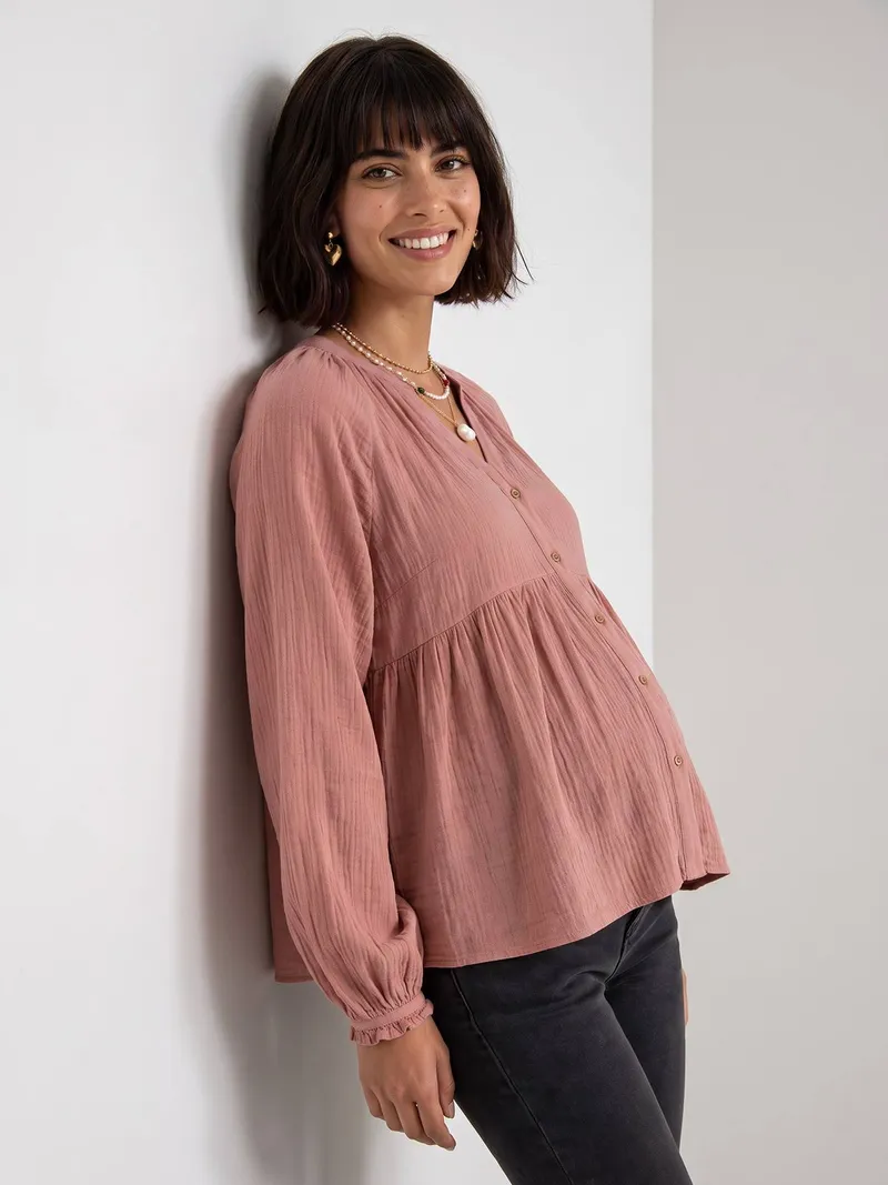 Vertbaudet Bluse für Schwangerschaft und Stillzeit, Rosenholz, – Produktbild 2 von 4
