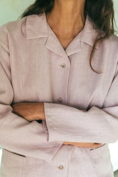 AmourLinen AmourLinen Langarm-Pyjama-Set Snooze, Dusty rose (rosa), – Produktbild 2 von 4