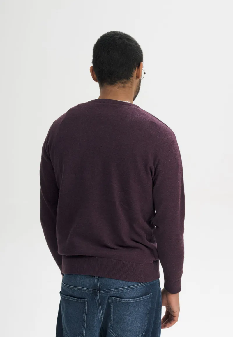 MELA MELA Herren vegan Feinstrickpullover Himal Elderberry Melange, Violett, – Produktbild 1 von 2