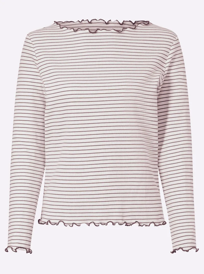 heine Rippshirt, Ecru-dunkeltaupe-geringelt, – Produktbild 1 von 2