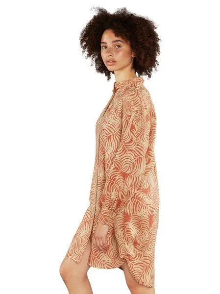 Dedicated DEDICATED Shirt Ljiunga Palm Leaves, Safari (beige-organge), – Produktbild 2 von 3