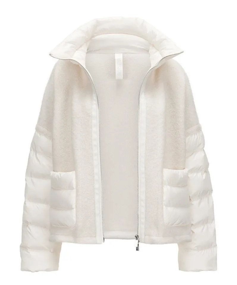 Milestone Milestone Wolljacke MSMomo Cape-Form mit Walk-Optik, Nylon-Steppdetails und veganer Fake-Daune, Weiß, – Produktbild 2 von 4