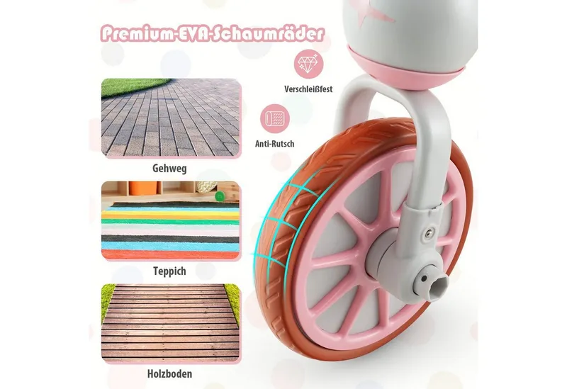 COSTWAY Costway 4 in 1 Kinder Dreirad & Laufrad & Balance Bike & Schiebeauto mit verstellbarem Schiebegriff – Produktbild 5 von 6