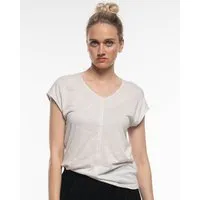 Alma Lovis Alma & Lovis Legeres V-Shirt aus leichter Bio-Baumwolle / EcoVero | Flamé V, Daune (weiss), – Produktbild 1 von 1