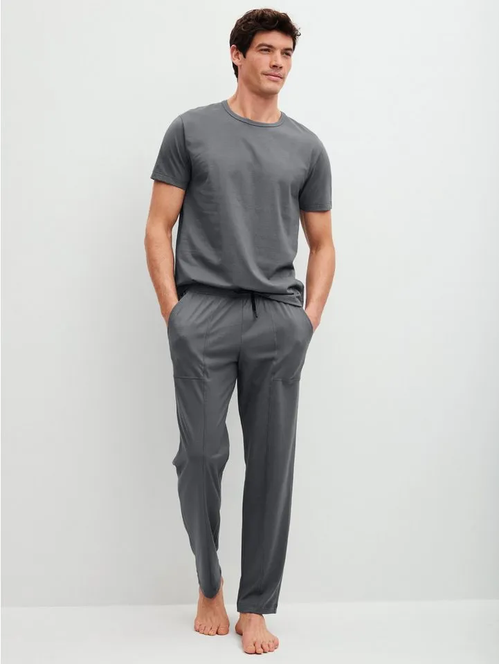 CALIDA CALIDA Kurzarmshirt RMX Sleep Holiday Herren (1-tlg) weiche Baumwollqualität und entspannter Komfort, Grau, – Produktbild 4 von 5