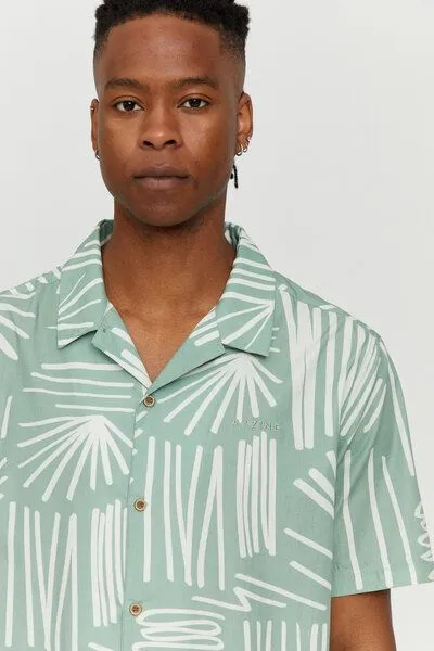 Mazine Mazine Lockeres Hemd - Honolulu Shirt - aus Biobaumwolle, Grün (cobalt green/printed), – Produktbild 4 von 4