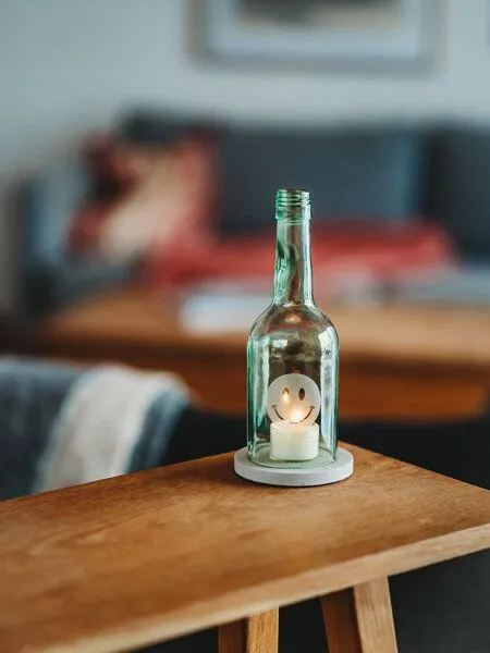 MaBe MaBe GOOD vibes only - Windlicht Upcycling mit einem Lächeln, Hellblau, – Produktbild 2 von 4