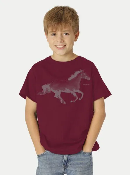 Peaces.bio - handbedruckte Biomode Peaces.bio - handbedruckte Biomode Bio-Kinder T-Shirt Horsepower, Bordeaux, – Produktbild 2 von 2