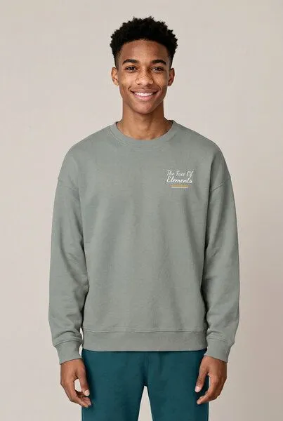 THE FACE OF ELEMENTS The Face of Elements Beyond Escapism - Relaxed Fit Sweatshirt aus 100% Bio-Baumwolle, Stone (grau), – Produktbild 2 von 2
