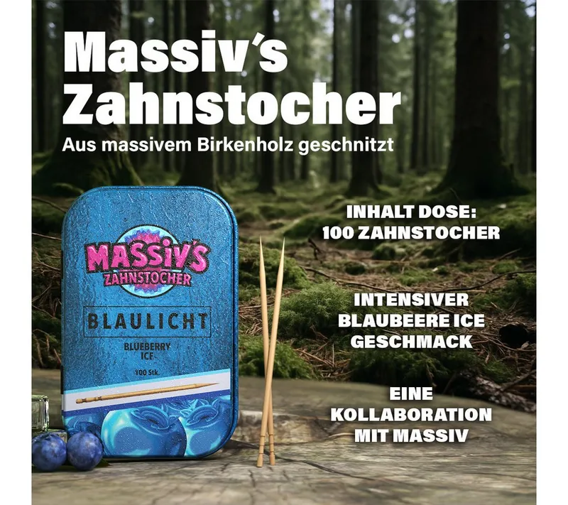 Wunder Zahnstocher Mundpflegecenter Massiv's Zahnstocher - Zahnstocher mit Geschmack – BLAULICHT, Zahnstocher mit Geschmack, Zahnstocher mit Geschmack – Produktbild 2 von 5