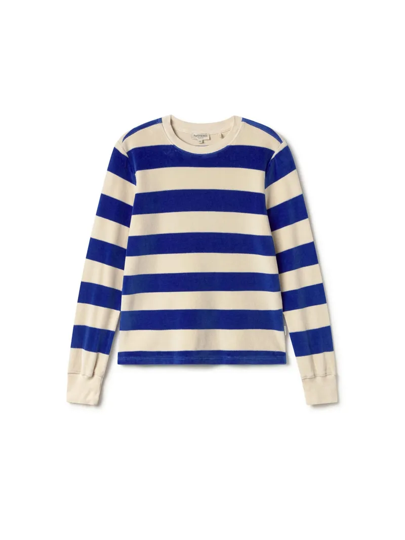 TWOTHIRDS TWOTHIRDS Damen vegan Sweatshirt Hawi Ultramarinblau Gestreift, Extra dunkelblau, – Produktbild 1 von 2