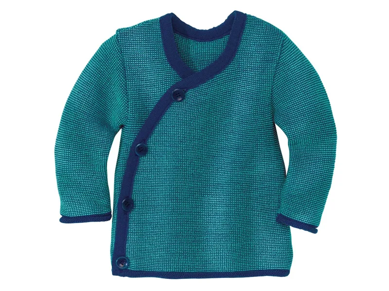 Disana Disana Baby Jacke Bio-Merinowolle melange-marine-lagoon Gr. 74/80, Grün, – Produktbild 1 von 1