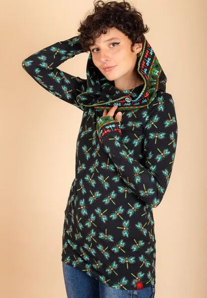 Die rote Zora Die rote Zora Zora Hoodie mit Muster, Dragonfly (muster auf schwarz), – Produktbild 4 von 4