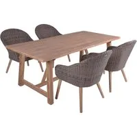 Gartenmöbel-Set "OAKLAND/PUEBLO 01" 5-tlg. 1 Tisch Akazie, 4 Sessel KSgefl. dunkelbraun – Produktbild 1 von 1