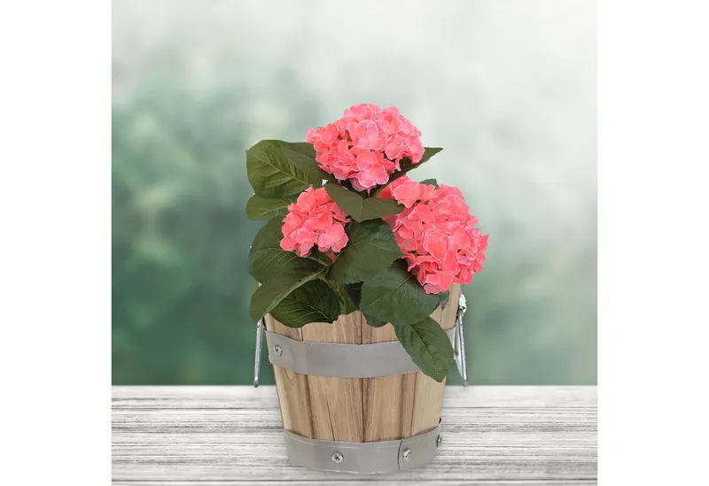 colourliving Pflanzkübel Pflanztopf rund mit Griffen, FSC Akazienholz, Blumenkästen aus Holz, integriertes Entwässerungsloch, metallverstärkte Konstruktion – Produktbild 5 von 5