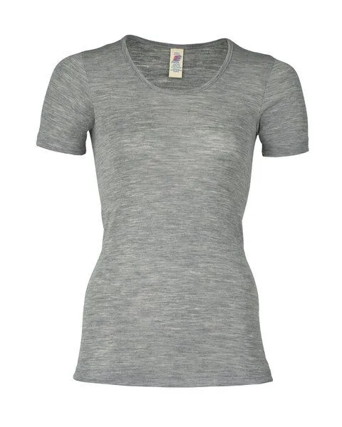 Engel Engel Natur Damen-Shirt Kurzarm Schurwolle Seide, Hellgrau-melange, – Produktbild 1 von 1
